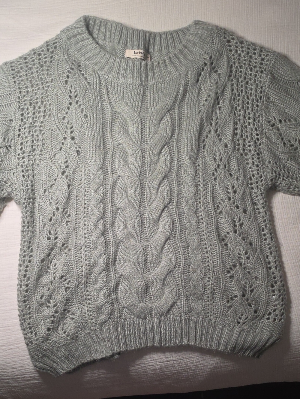 Three Bird Nest Light Gray Cable Knit Sweater
